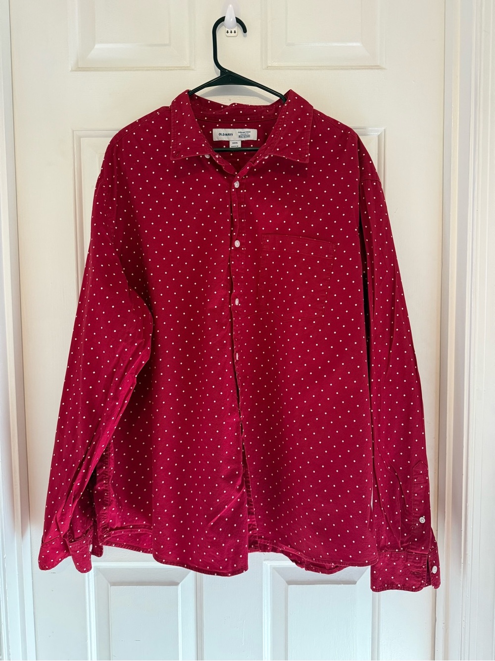 Old Navy Red Dot-Print Long-Sleeve Button-Down Shirt